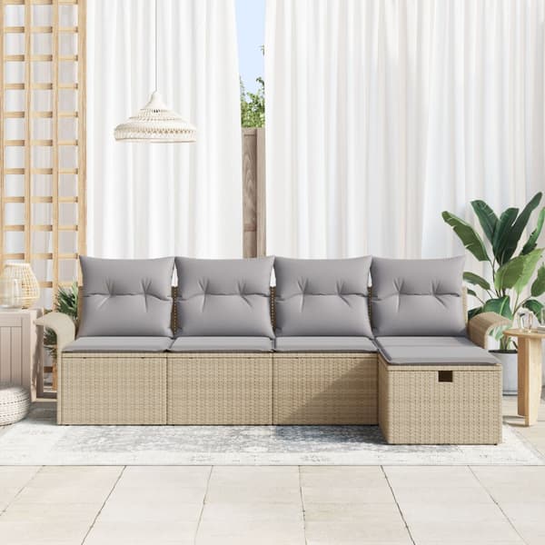 Trädgårdsoffset 5 st Beige och Ljusgrå konstrotting