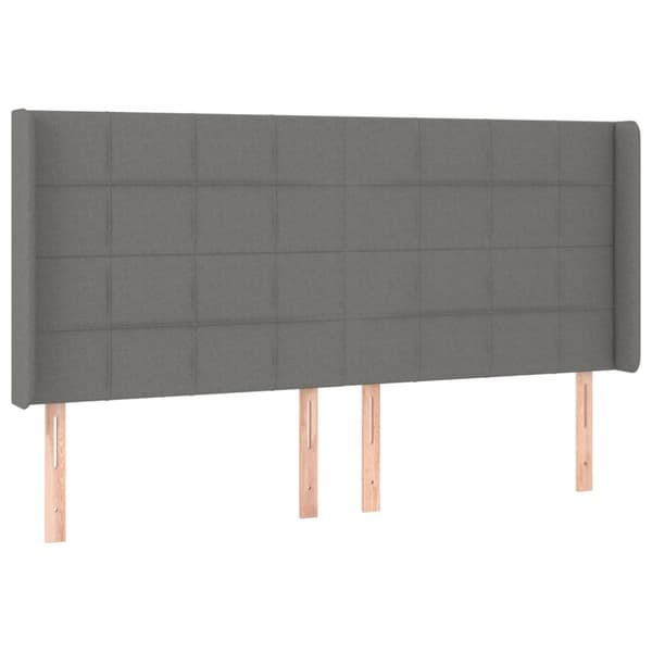 Ramsäng med madrass & LED mörkgrå 160x200 cm tyg