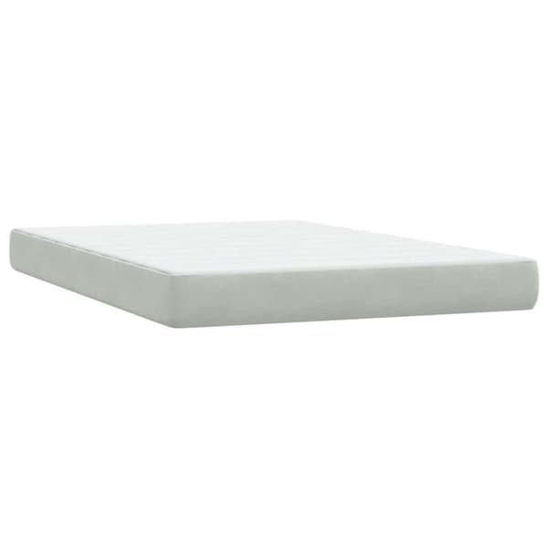 Ramsäng med madrass ljusgrå 160x210 cm sammet