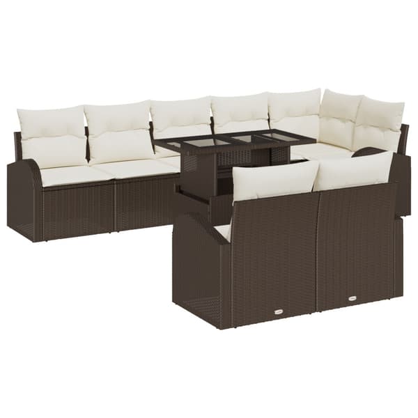 Trädgårdsoffset med lagring 9 pcs Brun Poly rattan