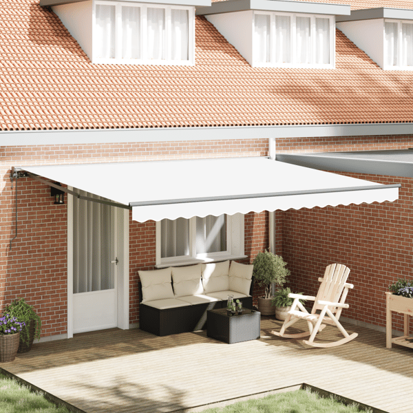 Markisram Vit 450 × 300 cm Polyester med PU-beläggning