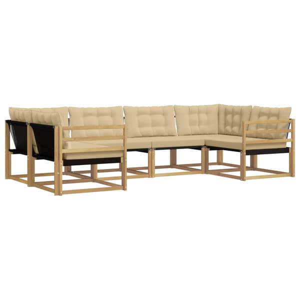 Utomhussoffset med kudde 6 pcs Vit och Beige