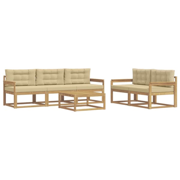 Utomhussoffset med kudde 6 pcs Vit och Beige
