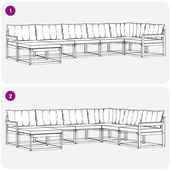 Utomhussoffset med kudde 7 pcs Vit och Beige