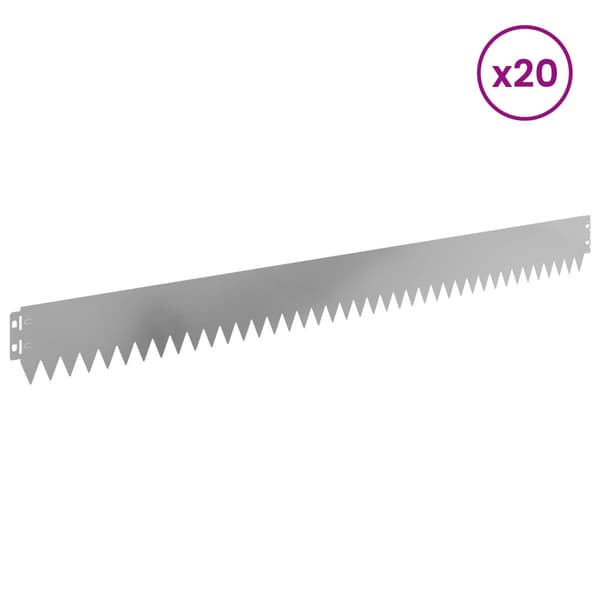 Kant för gräsmatta 20 pcs 103 x 10 cm Stål Silver