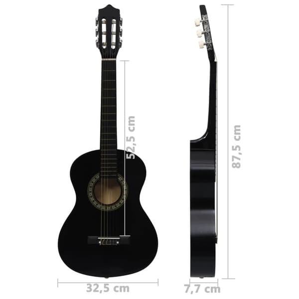 Gitarr för nybörjare och barn klassisk svart 1/2 34"