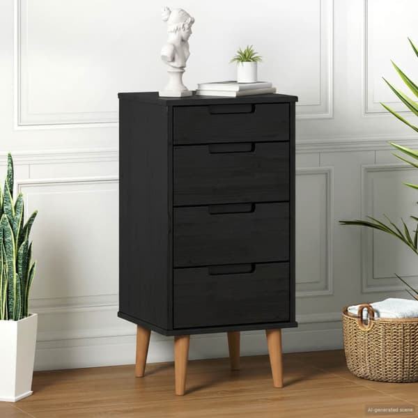Kommode MOLDE Svart 40 x 35 x 82 cm Massiv furu