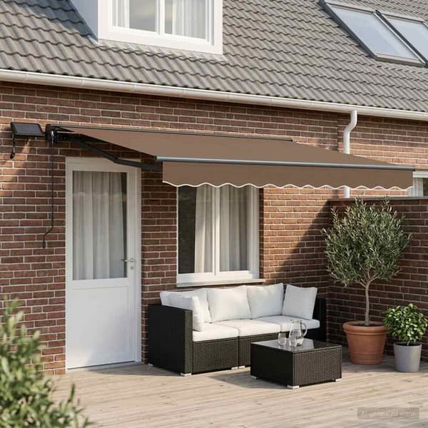 Manuell markisram med LED-lampor Taupe 4 × 3,5 m