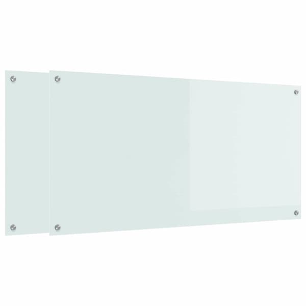 Köksskydd 2 pcs Vit 120 x 60 cm härdat glas