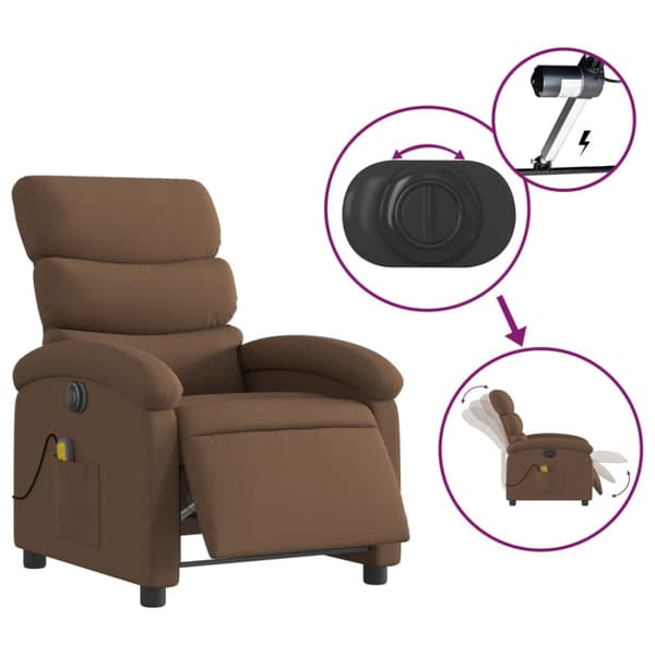 Elektrisk massagefåtölj brun tyg