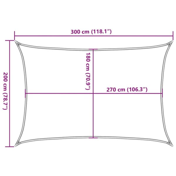 Solsegel 160 g/m² rektangulär sand 2x3 m HDPE