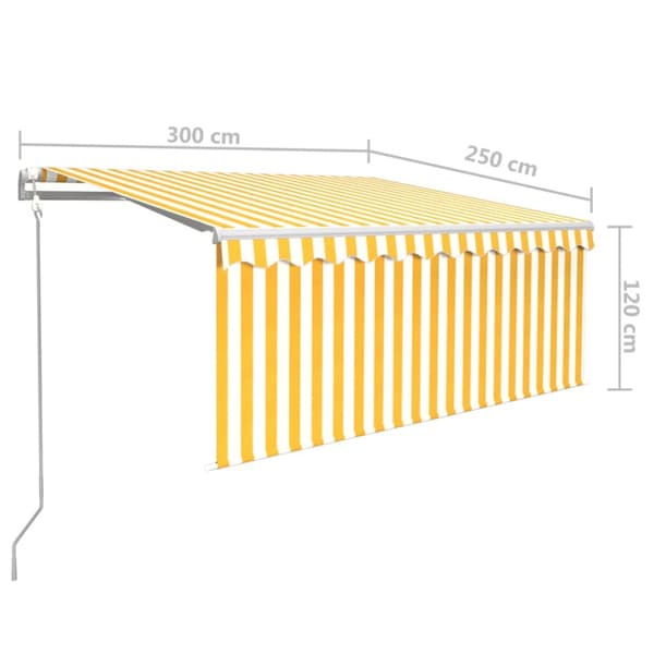 Automatiserad markis vindsensor rullgardin LED 3x2,5m gul/vit