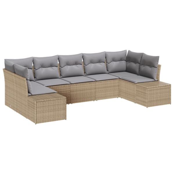 Trädgårdsoffset med kudde 7 pcs Beige konstrotting