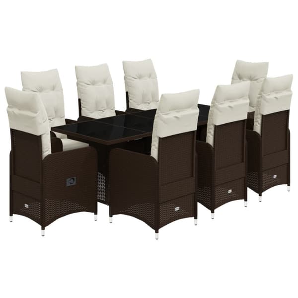 Caféset med dynor 9 delar konstrotting brun