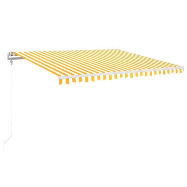 Automatisk markis med vindsensor & LED 400x350 cm gul/vit
