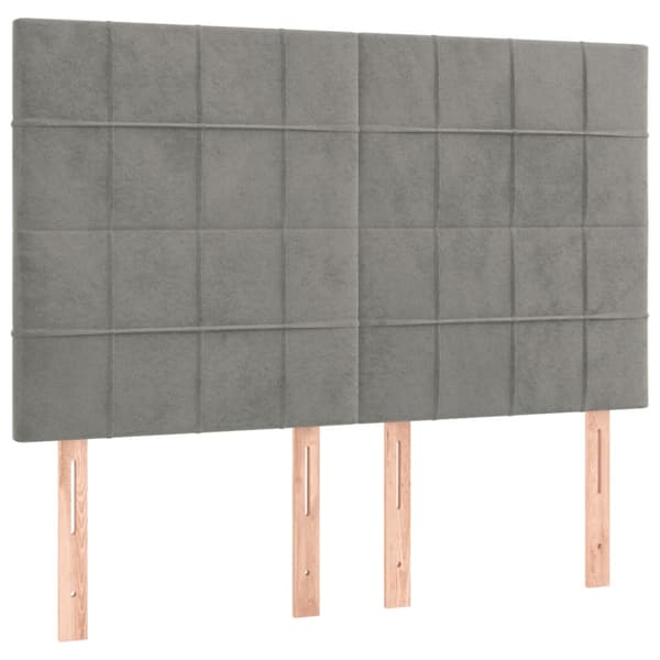 Ramsäng med madrass ljusgrå 140x190 cm sammet
