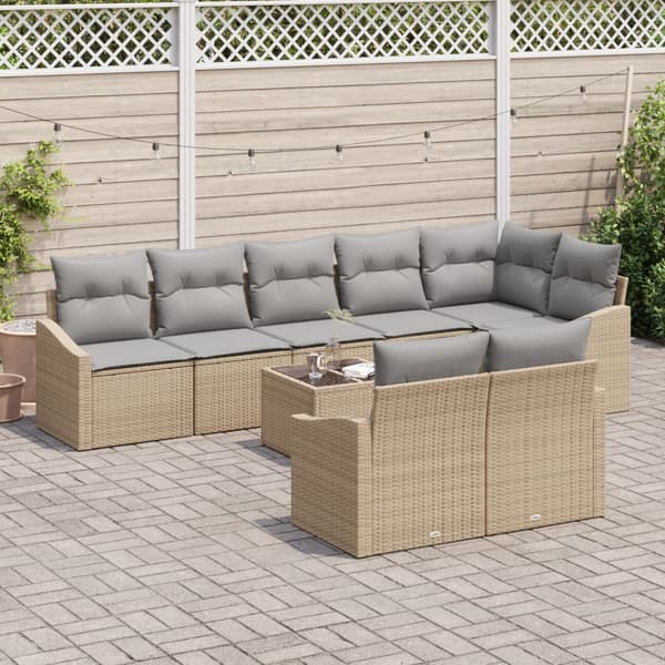 Soffset med kudde 9 pcs Beige konstrotting