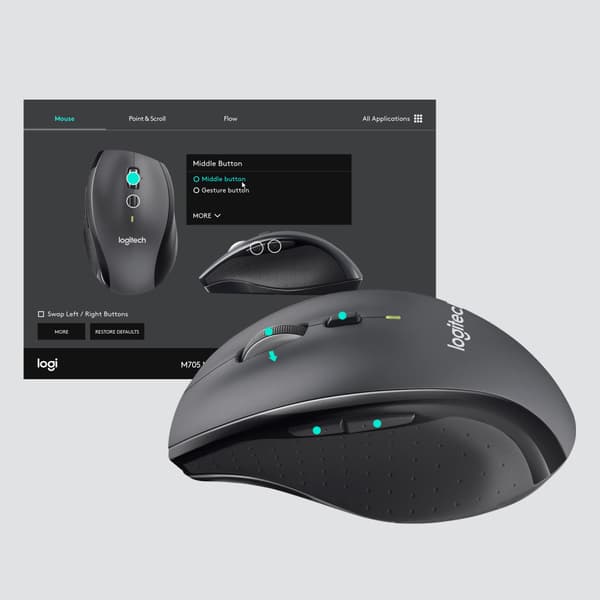 Logitech M705 - mus - 2.4 GHz - grå
