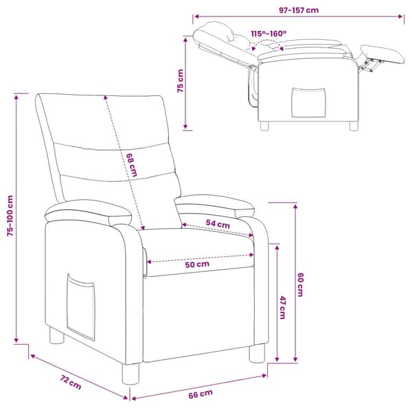 Recliner Lila Tyg