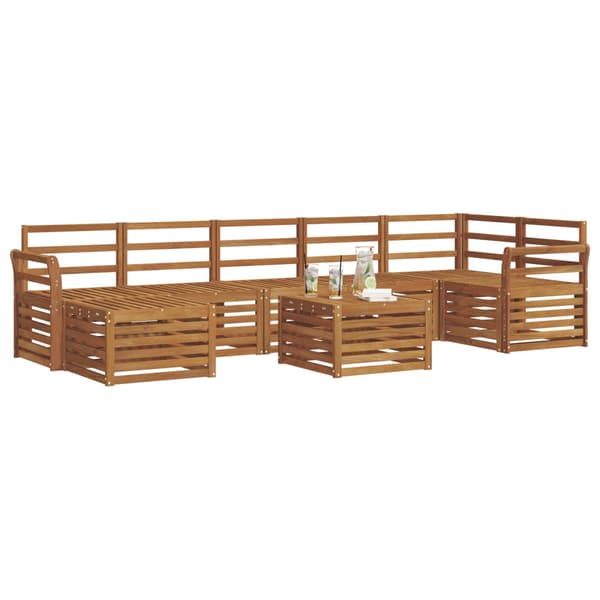 Utomhussoffset 8 pcs Naturfärg Massivt Akaciaträ