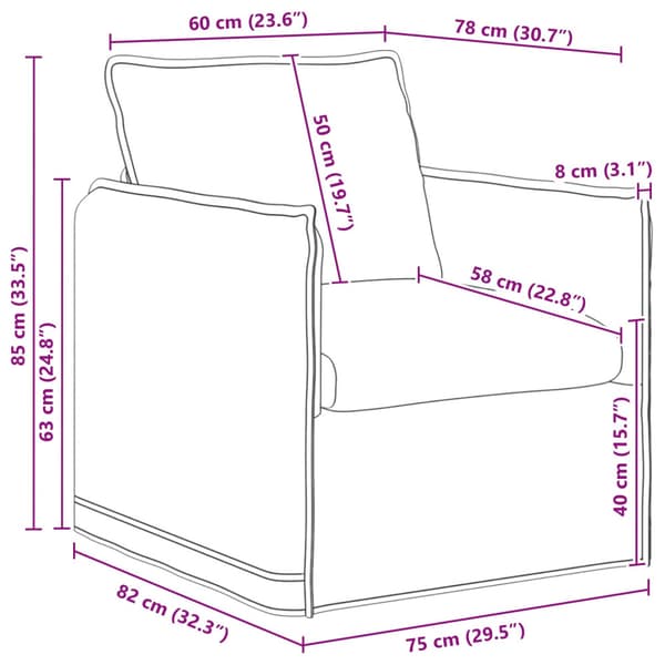 Soffa Taupe 195 x 82 x 85 cm tyg
