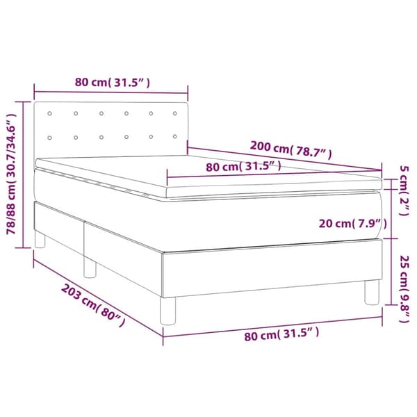 Ramsäng med madrass mörkblå 80x200 cm sammet