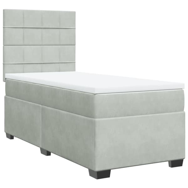 Ramsäng med madrass ljusgrå 100x200 cm sammet