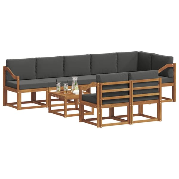Utomhussoffset med kudde 9 pcs Naturlig och Antracit