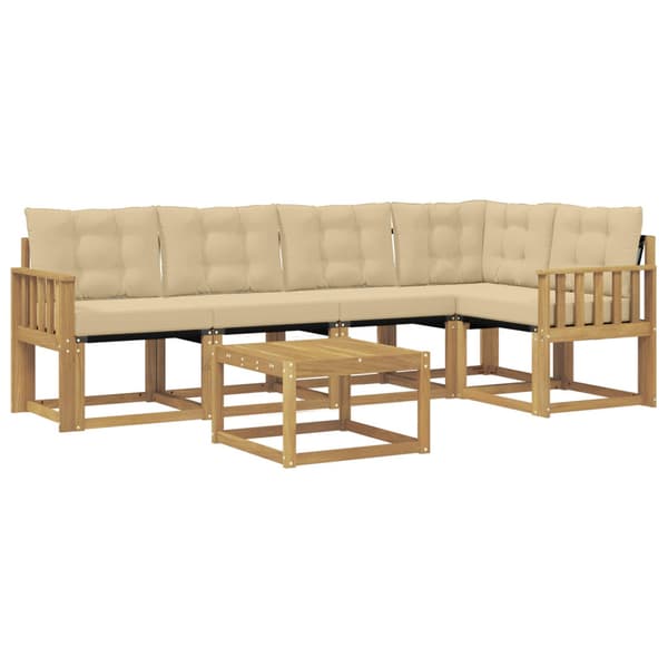 Utomhussoffset med kudde 6 pcs Vit och Beige
