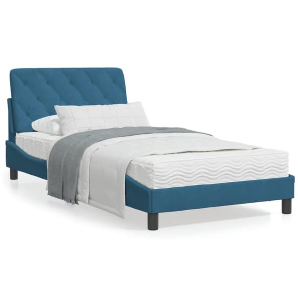 Bed Frame without Mattress Blue 100x200 cm Velvet