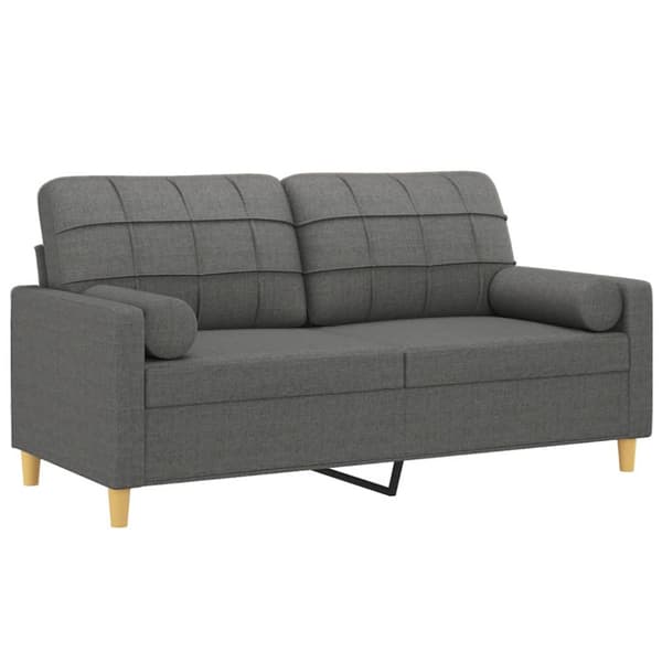 2-sits soffa med prydnadskuddar mörkgrå 140 cm tyg