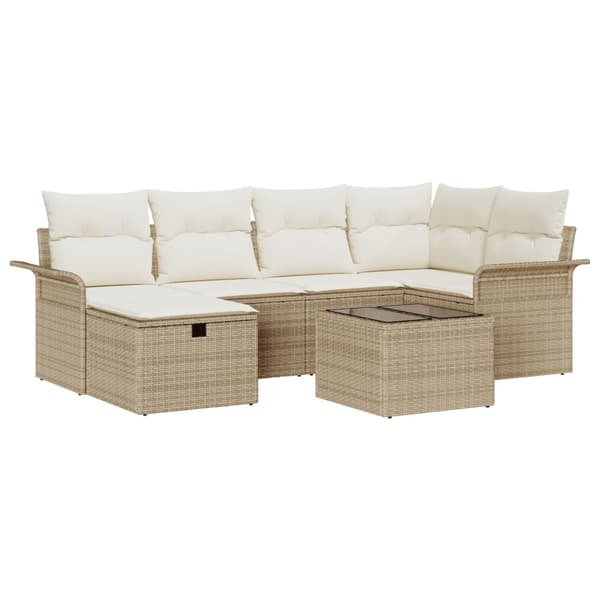 Trädgårdsoffset med kudde med lagring 7 pcs Poly rattan