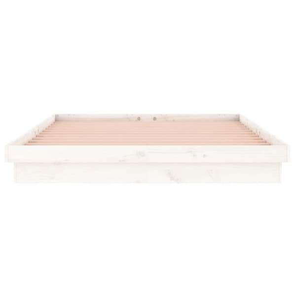 Sängram LED vit 180x200 cm massivt trä