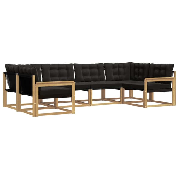 Utomhussoffset med kudde 6 pcs Vit och svart
