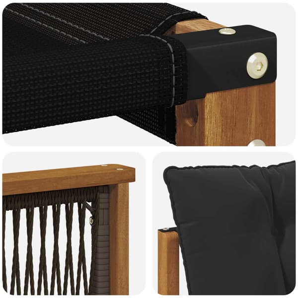 Utomhussoffset med kudde 5 pcs Naturlig och svart