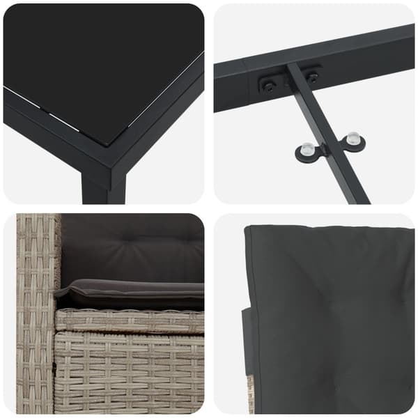 Trädgårdsmöbelset med kudde 5 pcs Ljusgrå konstrotting
