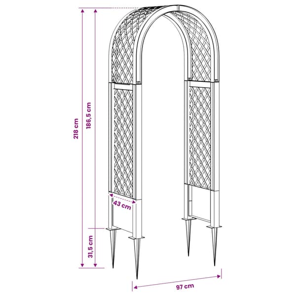 Rosbåge med piggar Vit 97 x 43 x 218 cm PP