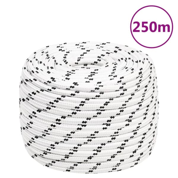 Båtlina flätad vit 14 mm x 250 m polyester