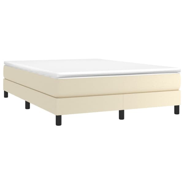 Boxspring-sängram gräddvit 140x200 cm konstläder