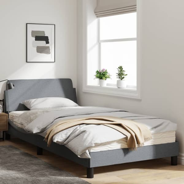 Bed Frame "Dover" Light Grey 100x200 cm Fabric