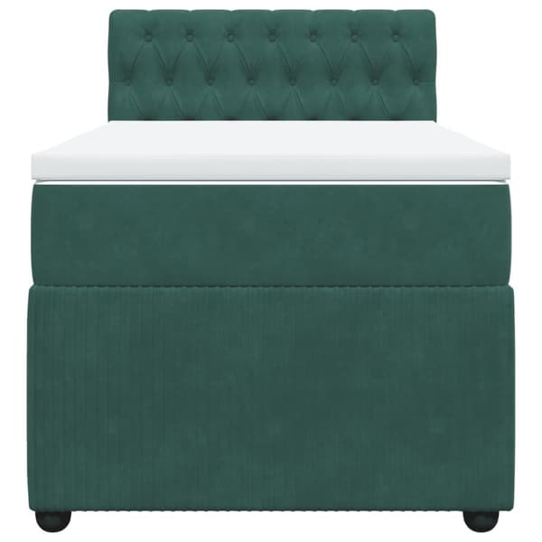 Ramsäng med madrass mörkgrön 90x190 cm sammet