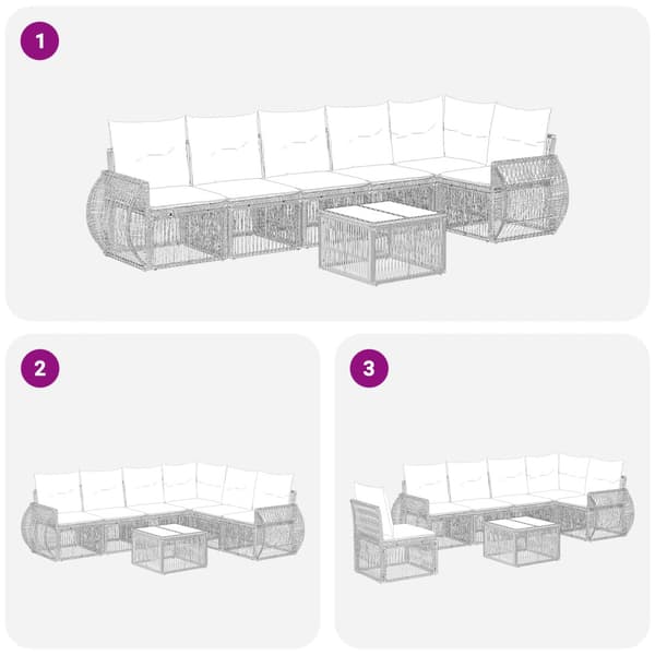Trädgårdsoffset 7 pcs Beige och krämvit konstrotting