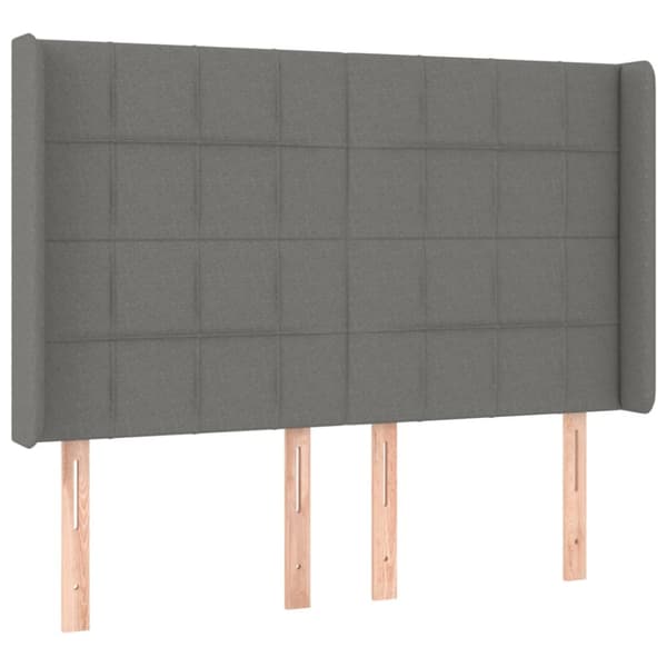Ramsäng med madrass & LED mörkgrå 140x200 cm tyg