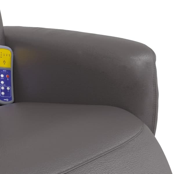 Massagefåtölj med fotstöd grå konstläder