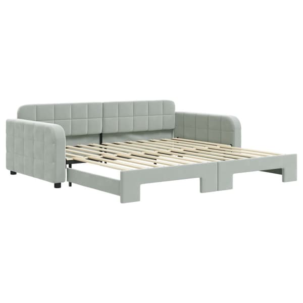 Dagbädd utdragbar ljusgrå 100x200 cm sammet