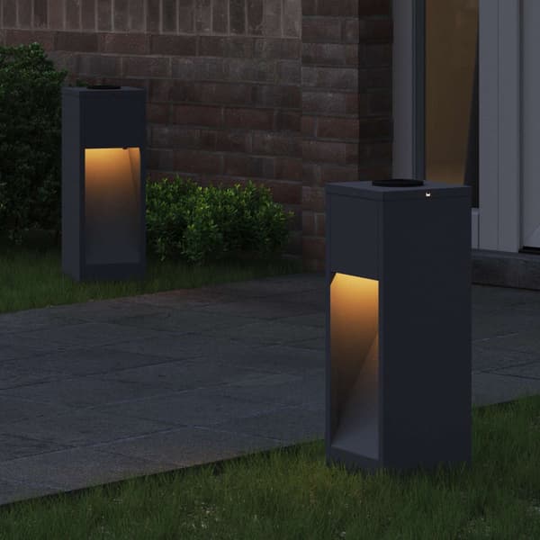 Solcell LED-vägbelysning 2 pcs Antracit Kallvalsat stål