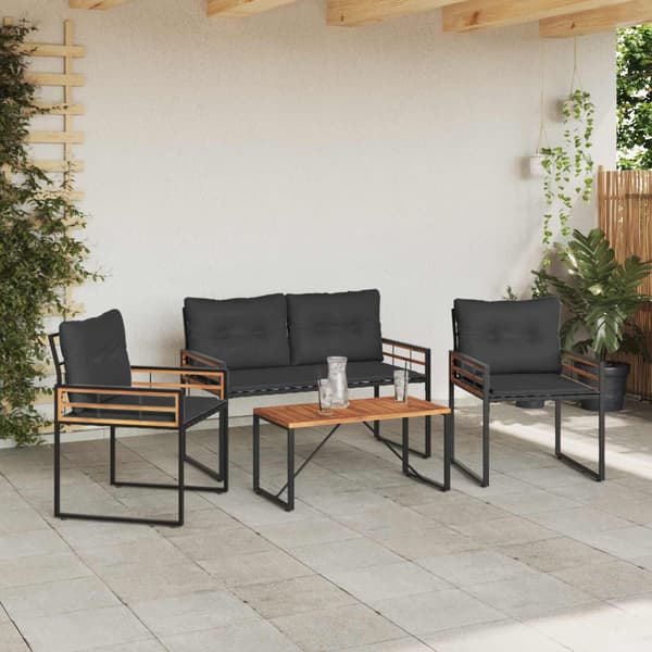 Utemöbelset med kudde 4 pcs Dim grå