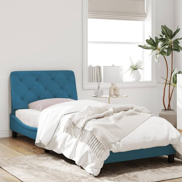 Bed Frame without Mattress Blue 90x200 cm Velvet