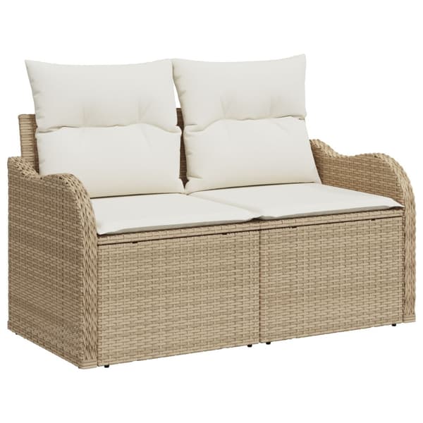 Trädgårdsoffset med lagring 11 pcs Beige Poly rattan