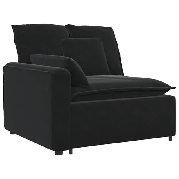 Modulsoffa med kuddar sammet svart